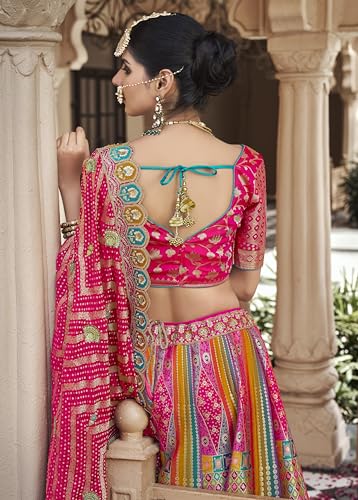 Designer Bridal Lehenga Choli, Multicolour Embroidered, Pink Sequin Work