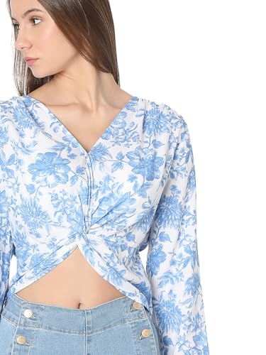 VERO MODA Women's Floral Regular Fit T-Shirt (Cloud Dancer) - SaumyasStore