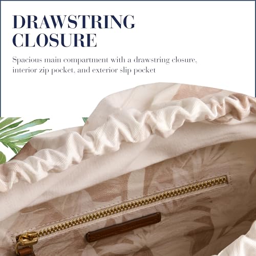 Tommy Bahama Women's Tote Bag, Medium Travel Purse Handbag with Adjustable Shoulder Strap and Leather Trim, Natural, Medium, Tommy Bahama Women's Tote Bag, Medium Canvas Travel Purse Handbag With