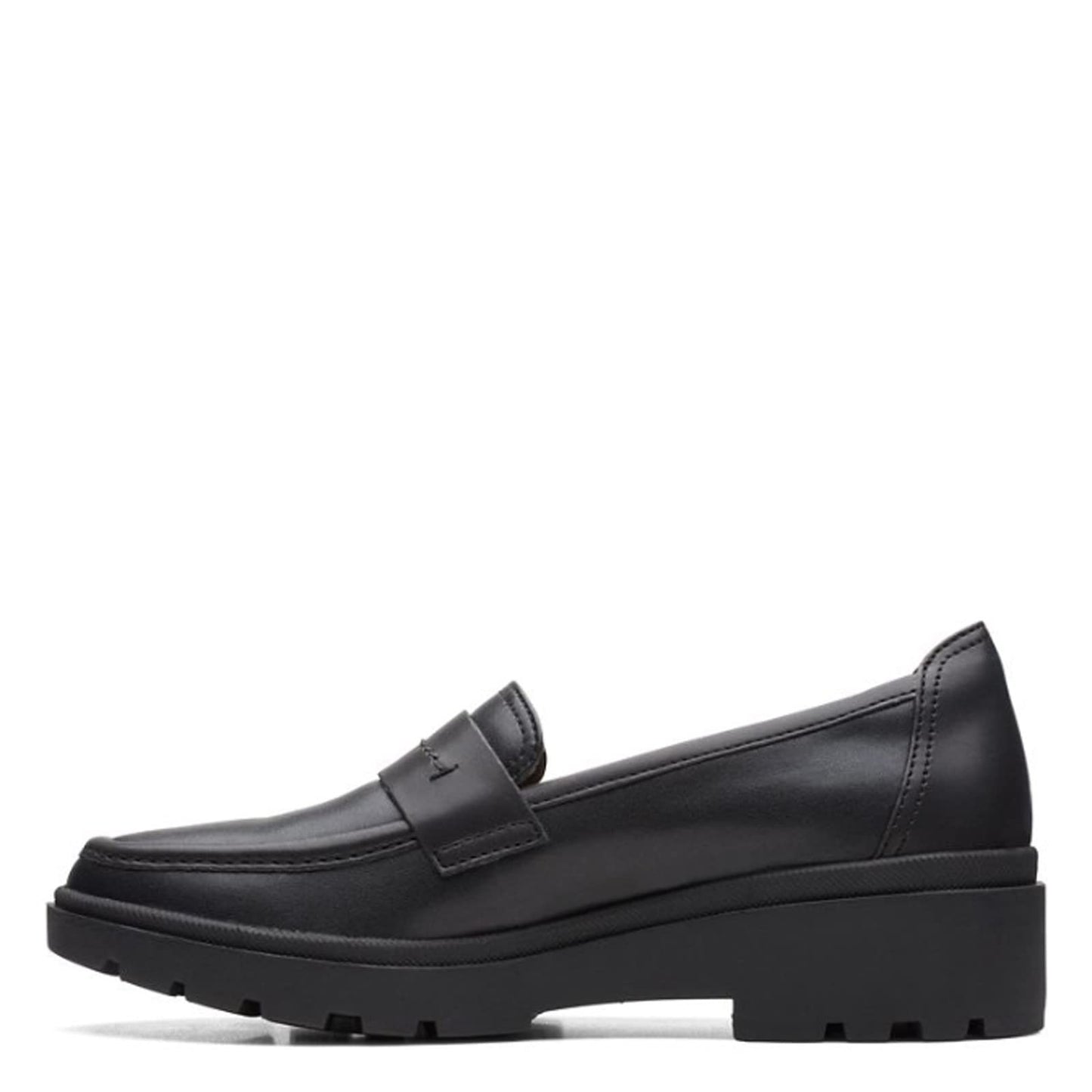 Clarks Women's Calla Ease Loafer Flat, Black Leather, 8.5 Wide