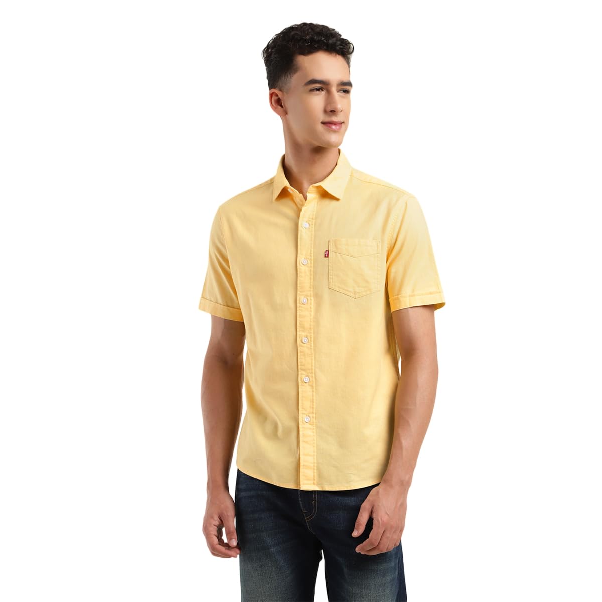 Levi's Men's Cotton Solid Slim Fit Shirt (32908-0318_Yellow, Small