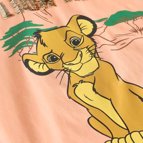Hopscotch Boys Short Sleeves Orange 2-Pc Simba Sequined Cotton Joggers Set For Age (3-4 Years)
