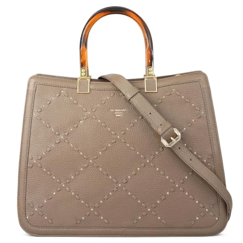 Da Milano Leather Satchel Bag for Women - Greyish Taupe (LB-02098)