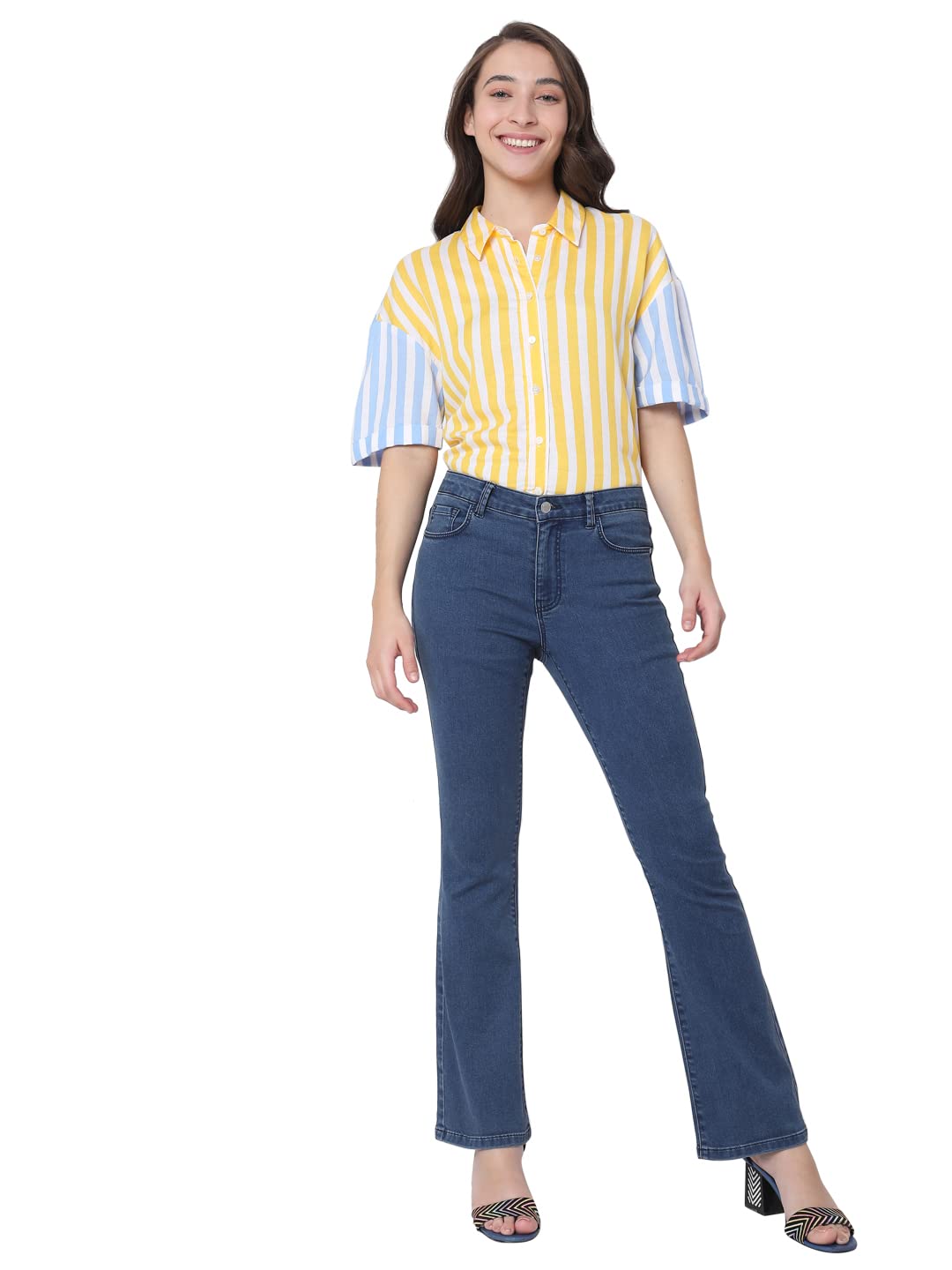 VERO MODA Women's Bootcut fit Blue Classic Jeans_30