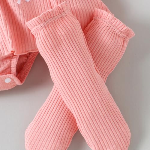 Hopscotch Girls Flutter Sleeve Bow Embroidered Onesie in Pink Color For Age (0-3 Months)