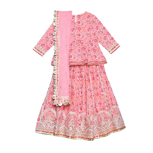 Biba Girls PRINTED SHORT_KURTA KID(KW5403_PEACH_17)