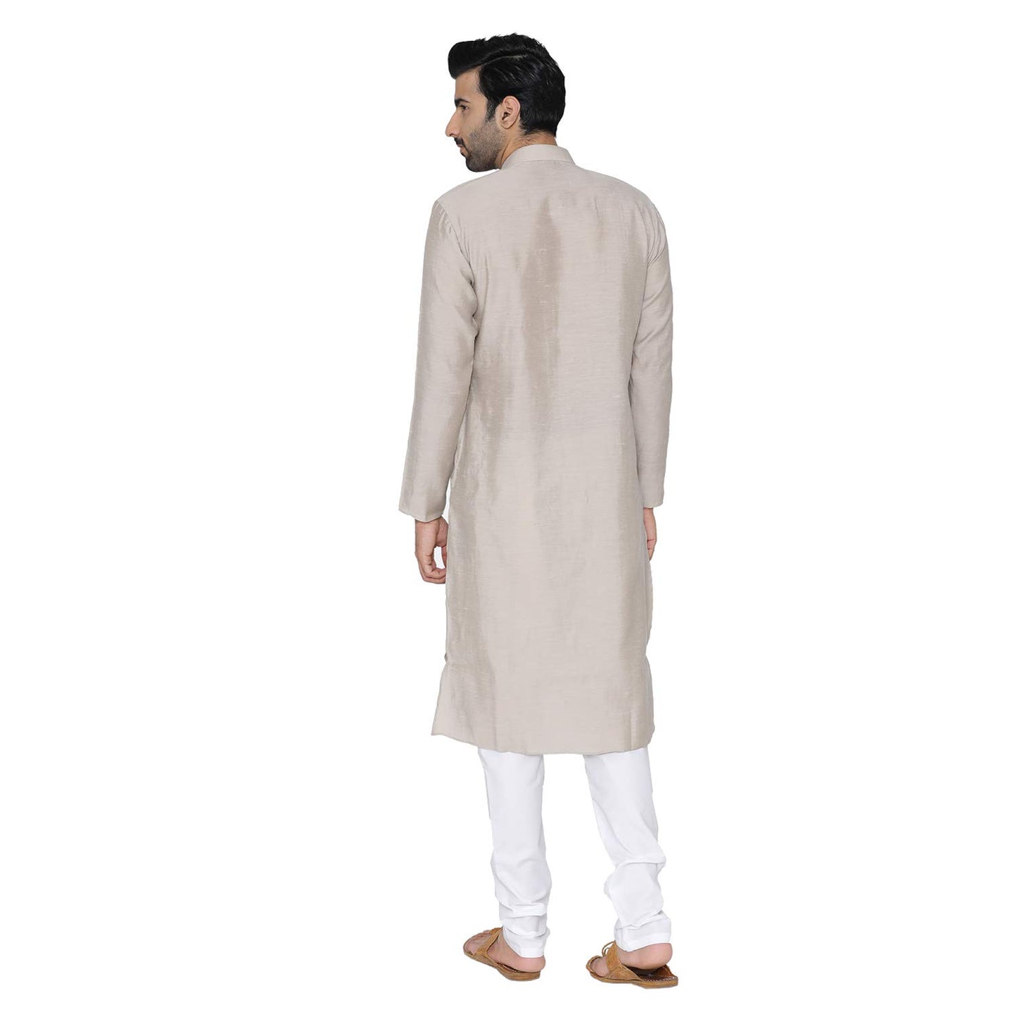 Manyavar Men's Art Silk Kurta Pyjama (SOSK394_Grey_M)