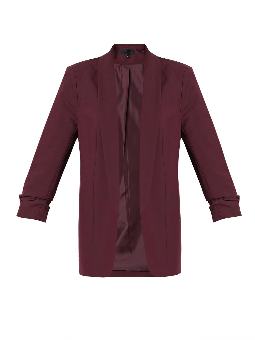 VERO MODA Women Solid Maroon Relaxed Fit Single Breasted Blazer