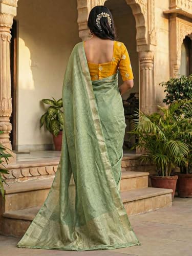 AKHILAM Women's Light Green Viscose Leheriya Printed Saree With Unstitched Blouse Piece (PINK5006_AI)