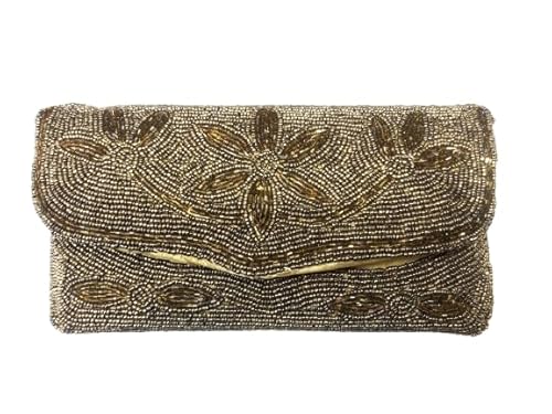 OLL Clutch Purse | Wedding Clutch | Party Hand Purse | Women Clutch Purse | Chain Purse | Wallet Hand Bag | Lock System Hand Bag | GOLDEN BROWN COLOR