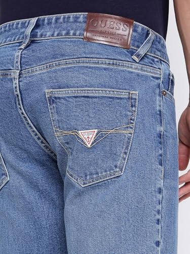 GUESS Sonny Blue Solid Mid Rise Regular Fit Denim Shorts