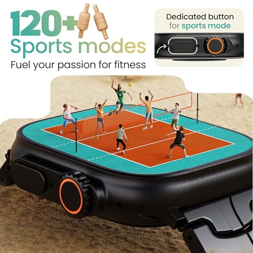 GOBOULT Newly Launched Crown Pro Smart Watch 2.01'' AMOLED, BT Calling, Working Crown, Zinc Alloy Frame, AI Voice Assistant, SpO2 Monitoring, 120+ Sports Mode (Metal Black)