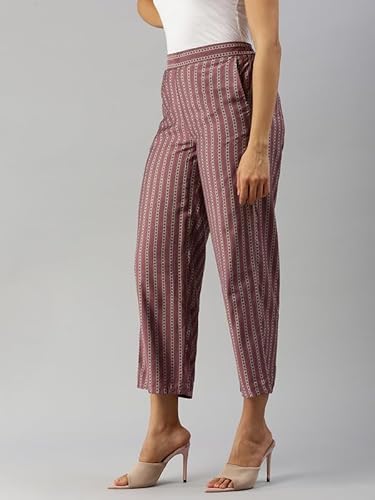 De Moza Women Palazzo Woven Bottom All Over Print Cotton Flex Wine