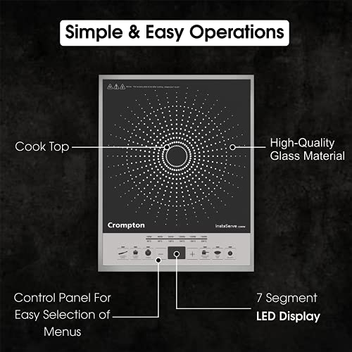 Crompton Greaves Instaserve 2000 W Induction Cooktop, Black and Silver, Medium