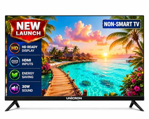UNICRON 24 Inch Non SMART LED TV with 30W Sound Output, Slim Design Clear HD Display with HDMI & USB Ports, Ideal for Security, Office, Gaming & CCTV Monitoring