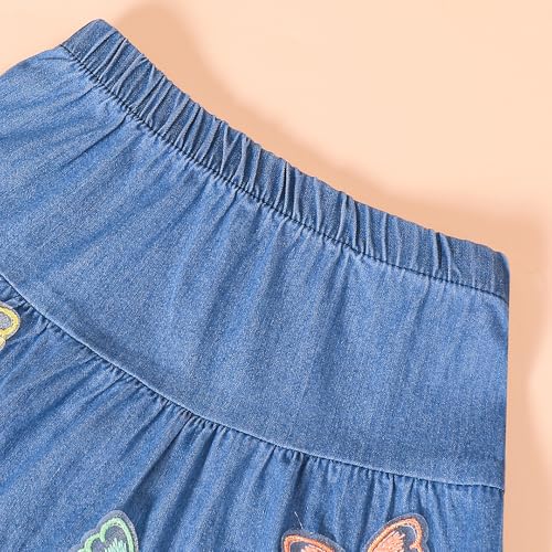 Hoscotch Girls Embellished Blue Sleeveless Skirt Set For Ages (4-5 Years)
