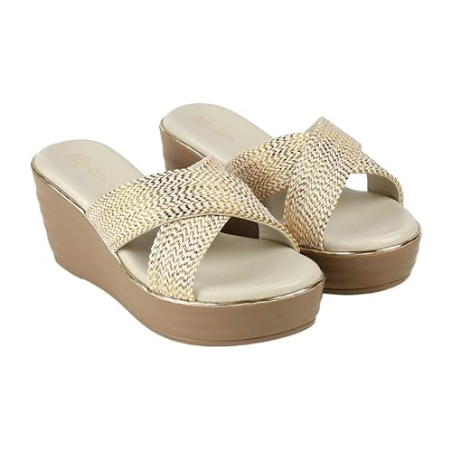 tresmode TULSA Cream Women's Dress Wedge Heel Sandals in Size 3 UK / 36 EU
