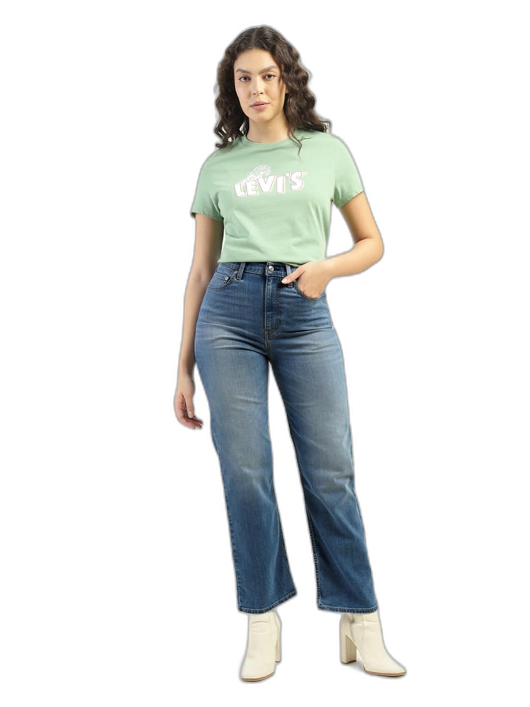 Women's High Rise Ribcage Slim Straight Fit Light Blue Jeans