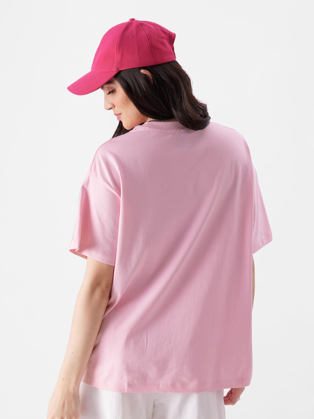 The Souled Store Powerpuff Girls: Stay Fiesty Womens Oversized Fit Graphic Printed Half Sleeve Cotton Pink Women Oversized T-Shirts Oversized T Shirts for Women T-Shirt Girls Cotton Casual Half