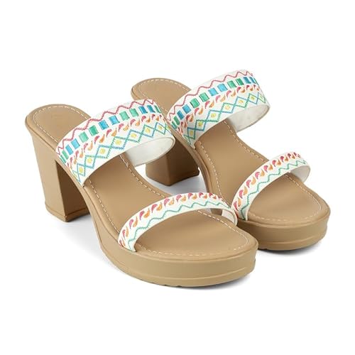 tresmode ATHENA White Women's Dress Block Heel Sandals in Size 4 UK / 37 EU