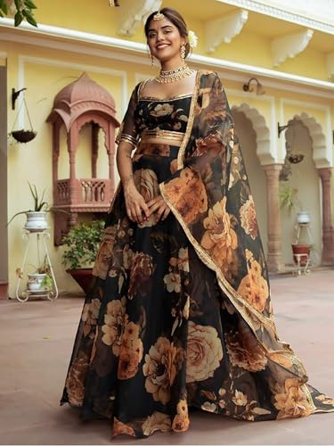 KRUNAL ENTERPRISE Semi Stitched Lehenga Choli with Dupatta Set, Printed Design