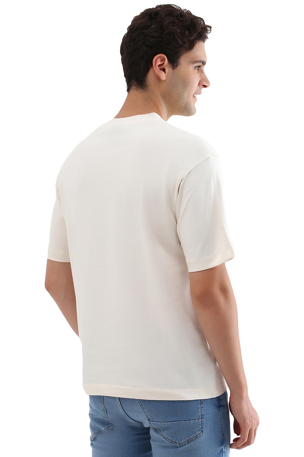 Allen Solly Men Beige Graphic Print Crew Neck Graphic T-Shirts