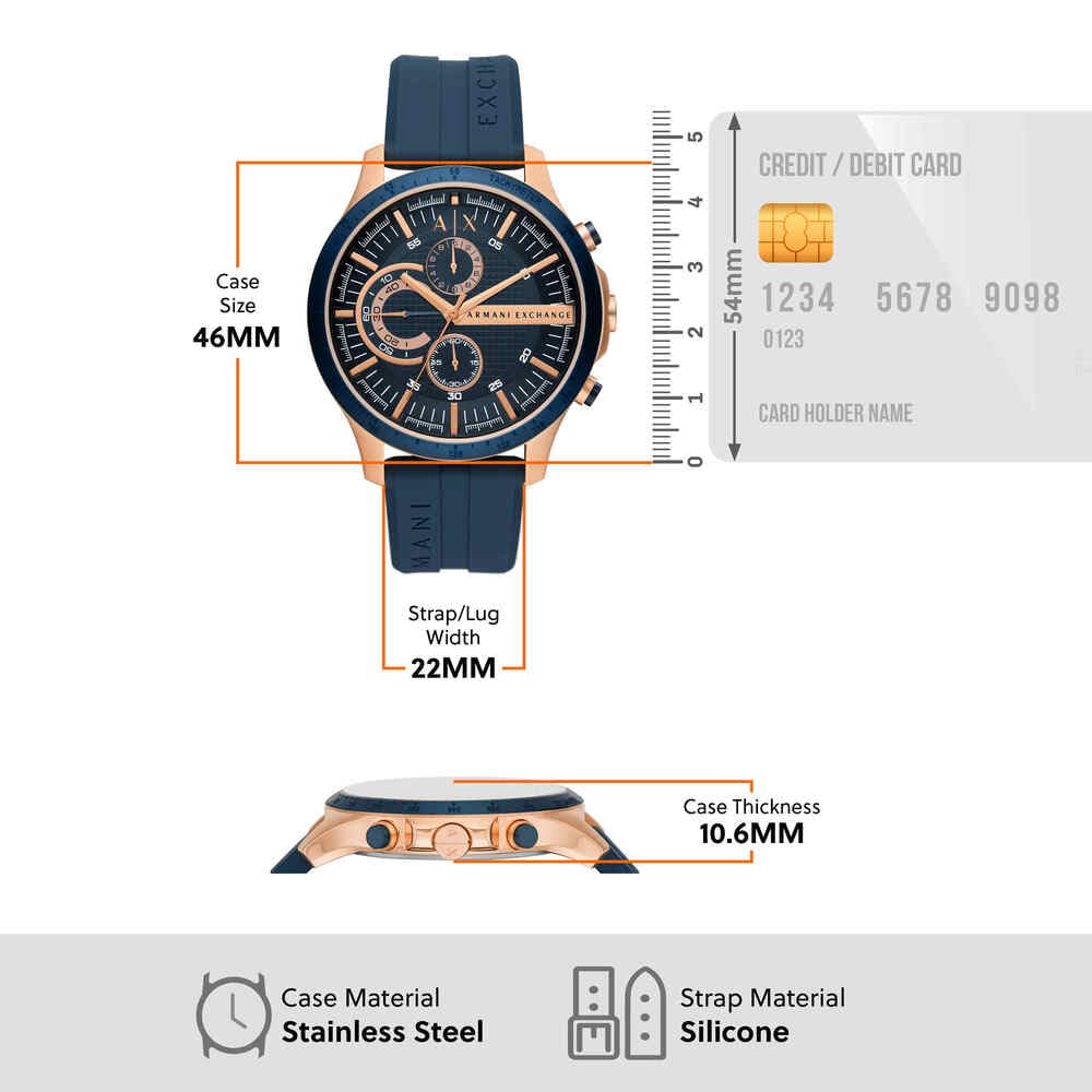 A|X Armani Exchange Men's Chronograph Quartz Watch with Silicone Strap AX2440, Blue, strap, blue, Standard, AX2440-AMZUK