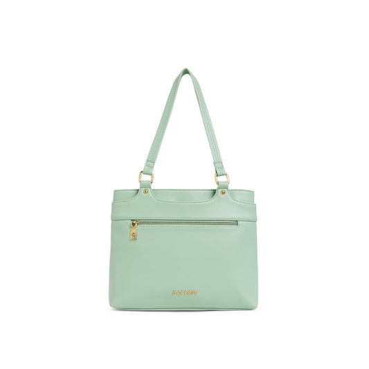 Caprese Jessica Tote Medium Green Bag for Women|Stylish, Durable, Multi-Compartment Design for Work, Travel, Shopping |Comfortable Straps Shoulder Bag, Ideal for Laptop & Essentials
