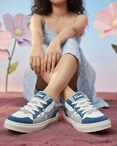 Bacca Bucci Blossom Women’s Sneakers – Genuine Leather Casual Shoes with Floral Accents & Metal Lace Charms | High-Energy Colorways | All-Season Comfort & Style Daisy Sky UK 8