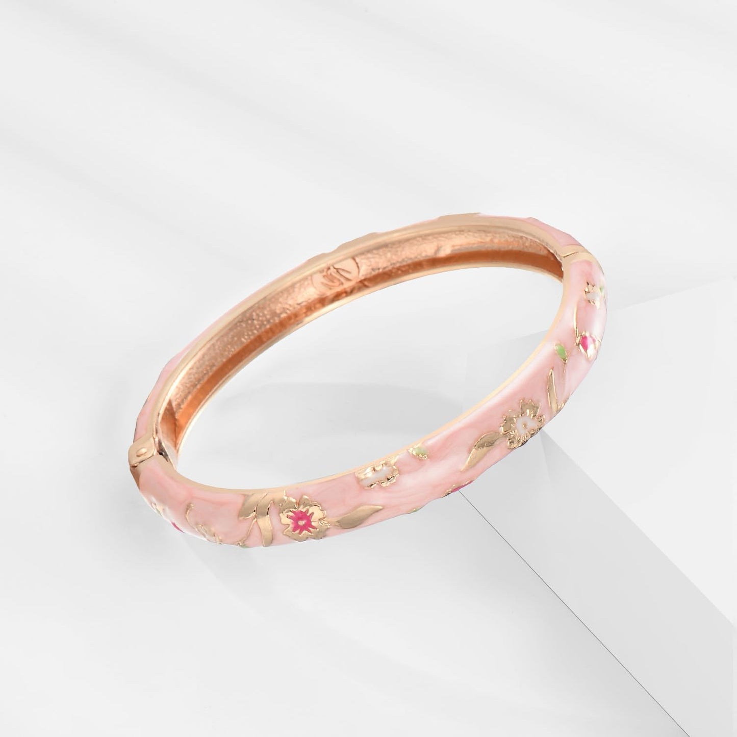 UJOY Enamel Pink Bracelet Bangle Set of 5 in Gift Box Fashion Accessories for Women Meenakari Bangle (Pink Set)