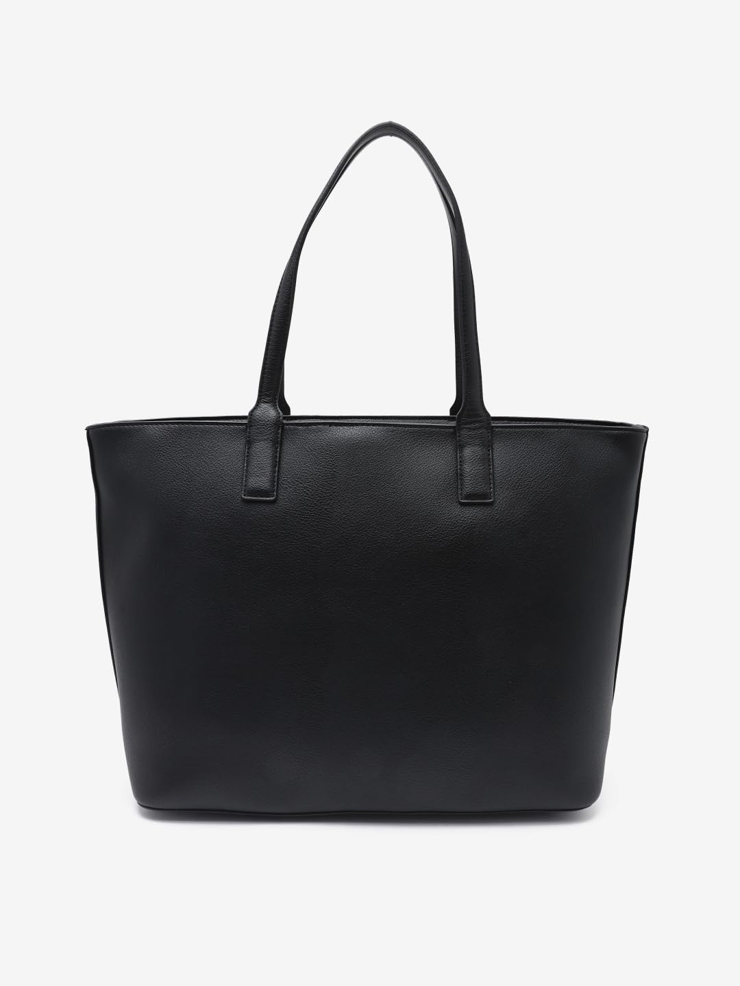 Tommy Hilfiger Solid Black Pu Tote Bag