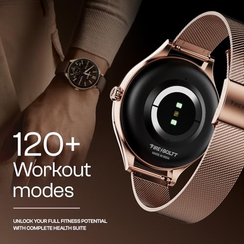 Fire-Boltt Phoenix Air Smart Watch 1.26” Round Display, Rotating Button, Wireless Charging, Ultra Lightweight Metal Body, Bluetooth Calling, Smartwatch with Silicone & Mesh Steel Straps Rose Metal
