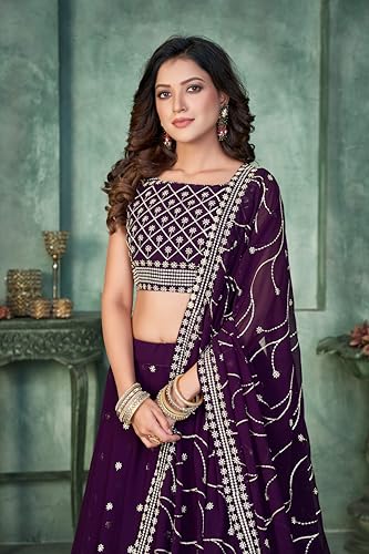 Warthy Ent Embroidery Work Georgette Fabric Lehenga Choli With Georgette Dupatta