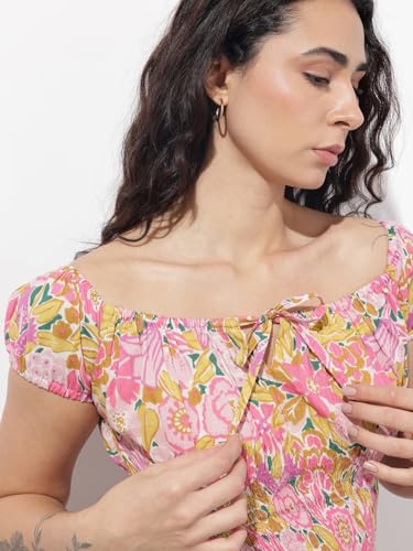 Divena Baby Pink Shoulder Strapes Fit & Flared Cotton Dress-DK2322