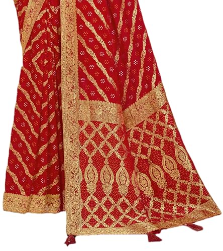 Laxmipati Red Chiffon with Golden Jacquard Weave Saree