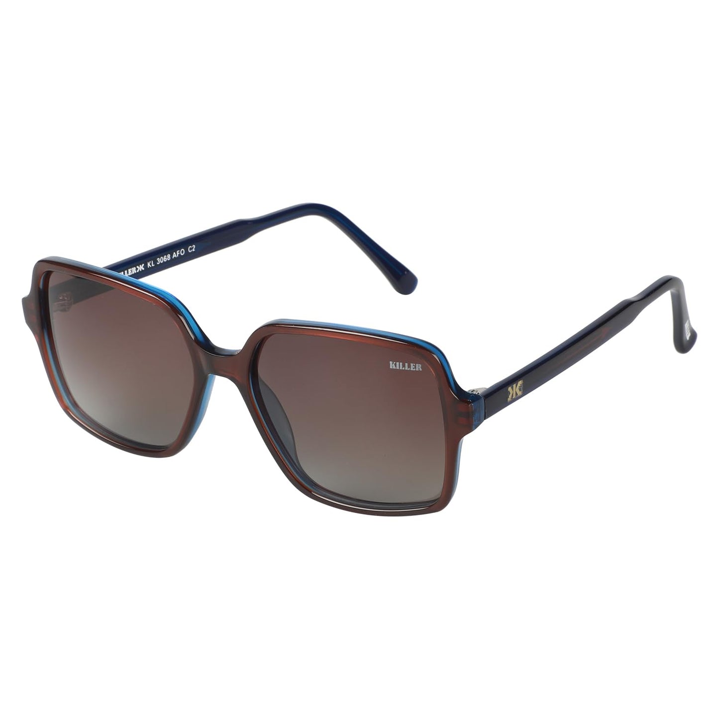 KILLER Women Sunglass - Round Shaped Polycarbonate Lens Sunglasses For Women & Girls (KL3068AFO), Color - Frame - Brown, Lens color - Grey