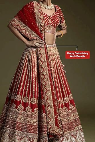 TRENDMALLS Women Satin Semi Stitched Embroidery With Golden Sequin Work Lehenga Choli With Dupatta - Bridal Lehenga Choli (L272-Maroon), 42