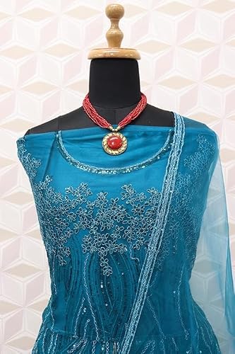 STEP N SHOP.COM Indian Green Party & Festival Long Net Muslim Gown Anarkali Dress Woman Sequin Dress