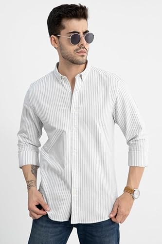 SNITCH Cotton Lining Regular Fit Shirt for Men (White, XXL)