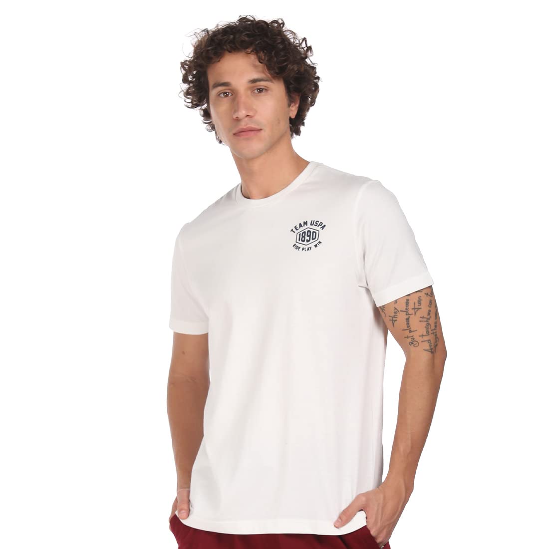 U.S. POLO ASSN. Mens Solid Cotton Iyal Fashion Crew Neck Regular Fit T-Shirt (White L)