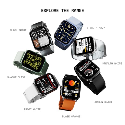 Fire-Boltt Ninja Phantom Smart Watch 1.83” Display, Transparent Clear Body Design, Bluetooth Calling, 120+ Sports Modes, Voice Assistant, AI Outfit Watch Face Smartwatch for Men & Women Shadow Black