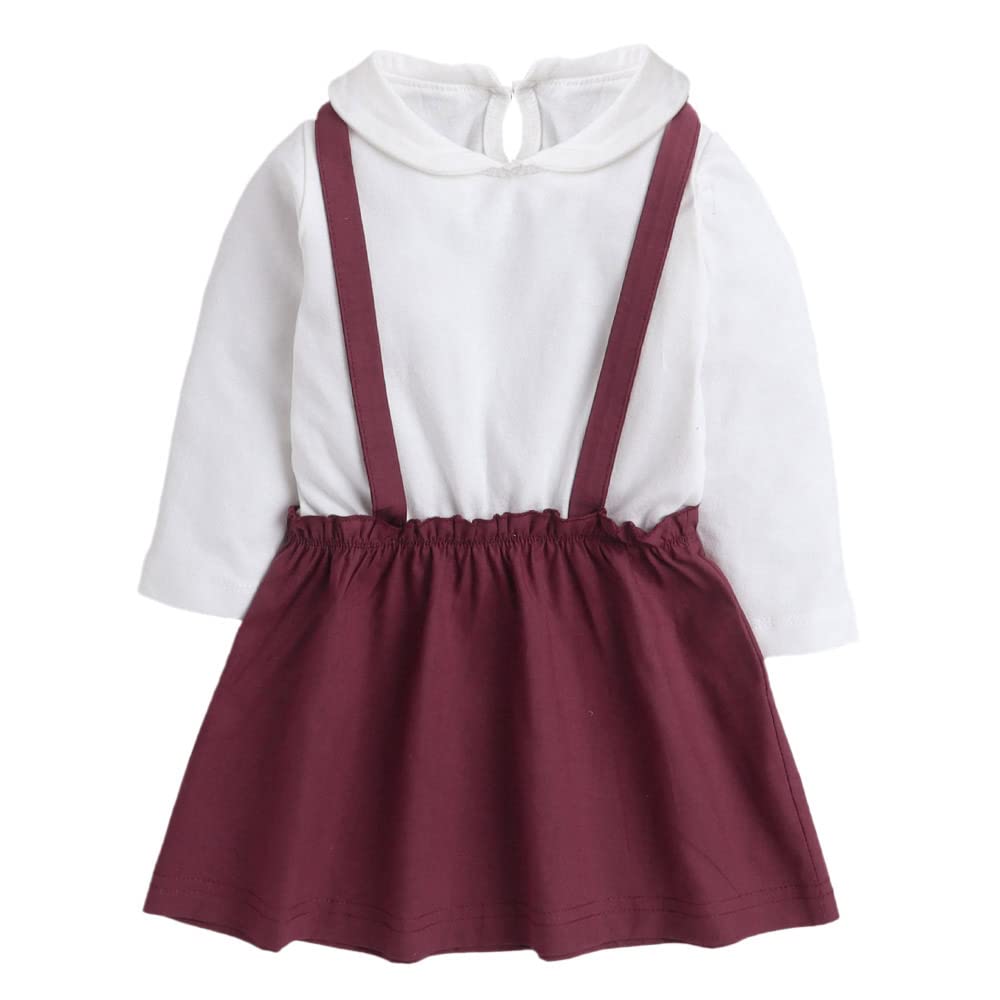 Hopscotch Baby Girls Knee Length Casual Dresses in White Color for Ages (12-18 Months)