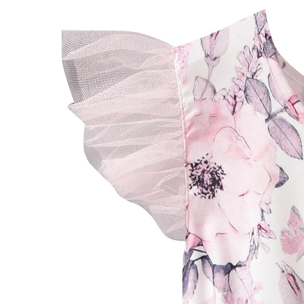 Hopscotch Girls Polyester And Spandex Floral Print Casual Dress in Pink Color For Ages 11-12 Years (GOE-4164033)