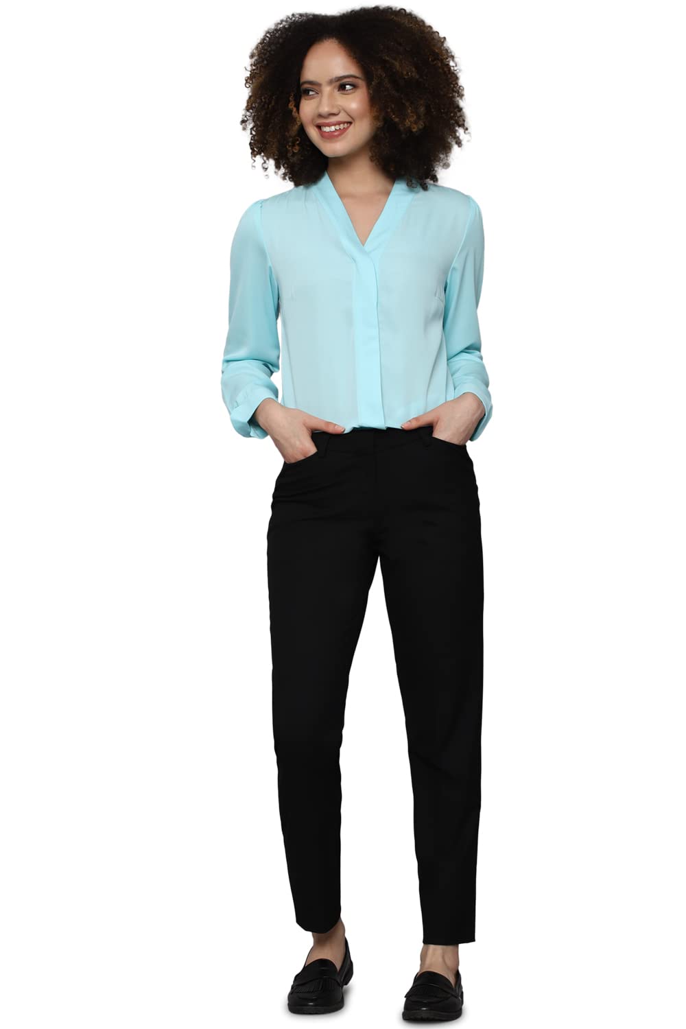 Allen Solly Women's Regular Casual Pants (AHTFCRGFA65257_Black_28)