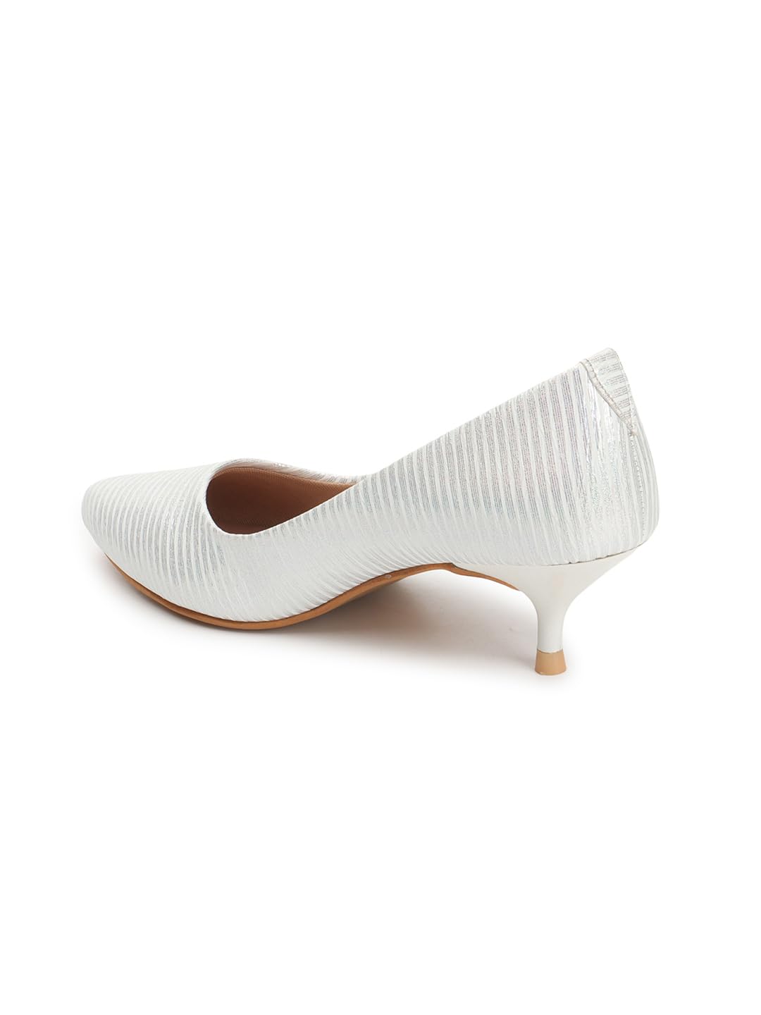 Carlton London Women White Stylish Slip-on Pump Shoes with Stiletto Heels, Pointed Toe (41)