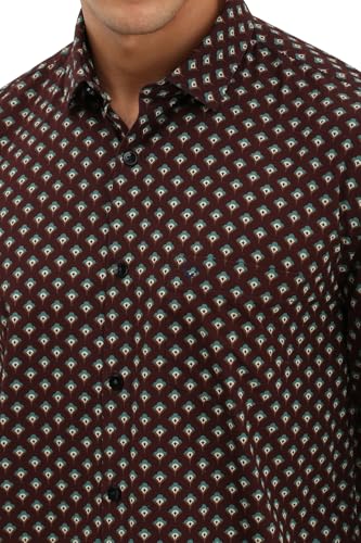 Allen Solly Men Brown Slim Fit Print Full Sleeves Casual Shirts