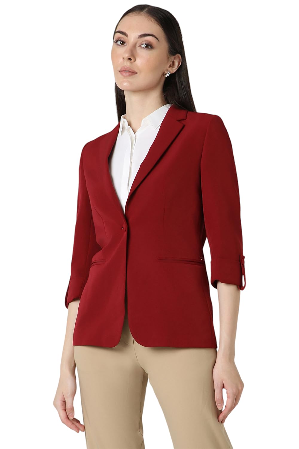 Van Heusen Women's Blazer (VWBZFRGF532278_Maroon