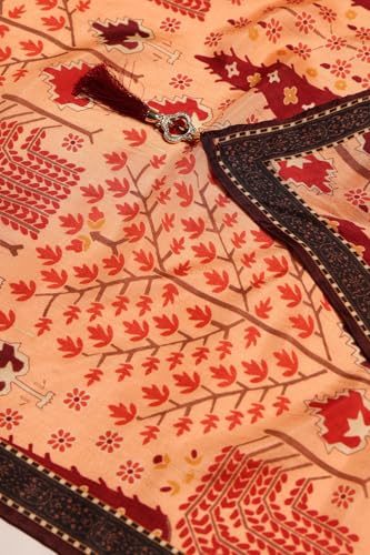 Soch Womens Peach Russian Silk Floral Print Lehenga Choli With Mirror Work