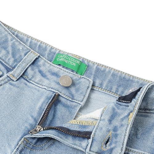 United Colors of Benetton Solid Regular Fit Heavy Damaging Denim Shorts