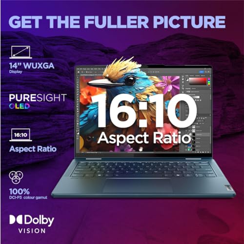 Lenovo Yoga 7 Intel Evo Core Ultra 5 125H Built-in AI 14"(35.5cm) WUXGA-OLED 400Nits 2-in-1 Laptop (16GB/1TB SSD/Win 11/Office Home 2024/Digital Pen/3 Mon. Game Pass/Teal/1.5Kg), 83DJ00FXIN